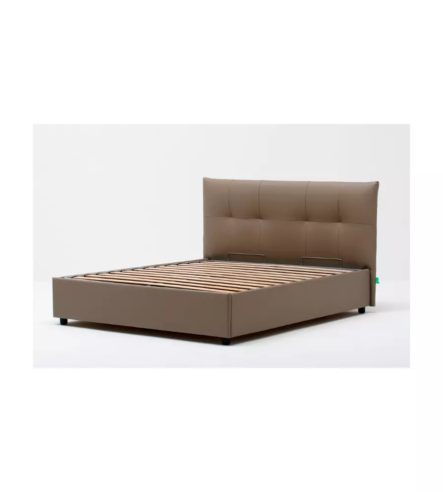 Letto matrimoniale "easy" tortora con rete e contenitore, 160x190 cm